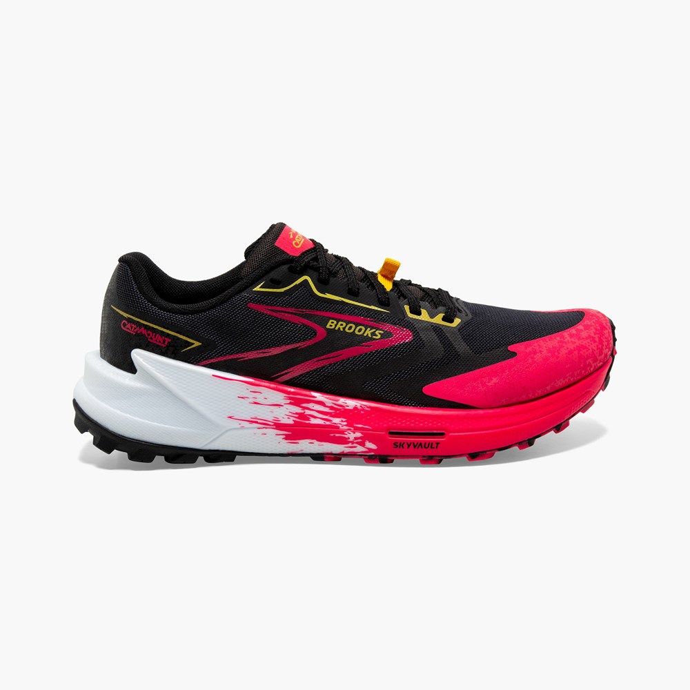 Chaussure Trail Running Brooks Catamount 3 Speed Noir Rose Citron Femme | VSY-9009522